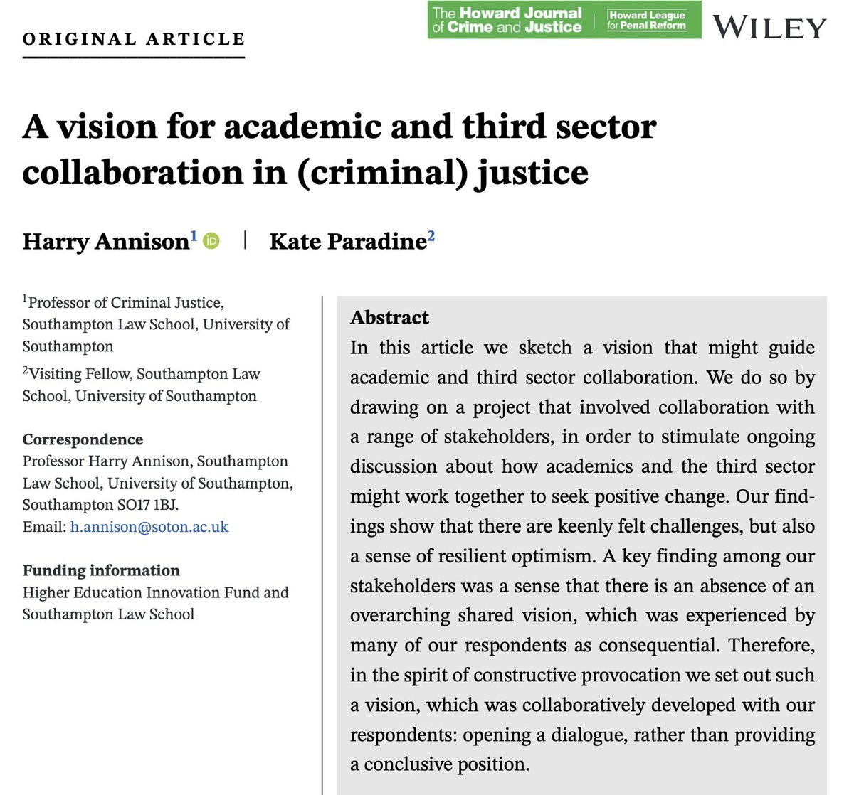 New paper! @klparadine and I sketch a vision for academic and third sector collaboration. It's open access (free). See what you make of it... onlinelibrary.wiley.com/doi/epdf/10.11… This builds on our earlier ‘Growing Hope and Power’ briefing, available here southampton.ac.uk/publicpolicy/s… 1/2