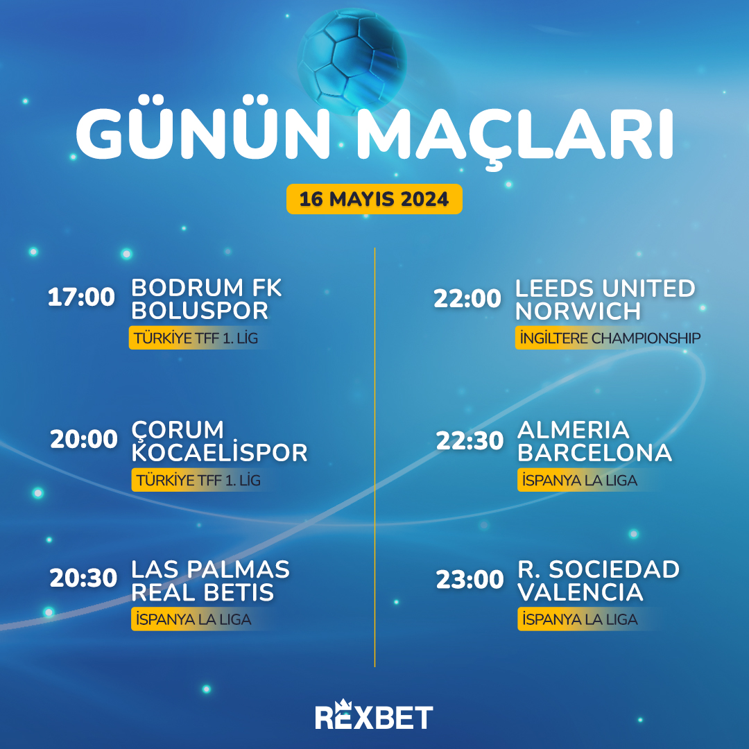 🔥 TFF 1. Lig Play-Off 1. turda bu akşam Çorum FK ve Kocaelispor karşılaşması bizi bekliyor! Günün maçlarına özel bahis oranları ila kazancın kapılarını #Rexbet'te arala! Rexbet Giriş: bit.ly/444ZExH