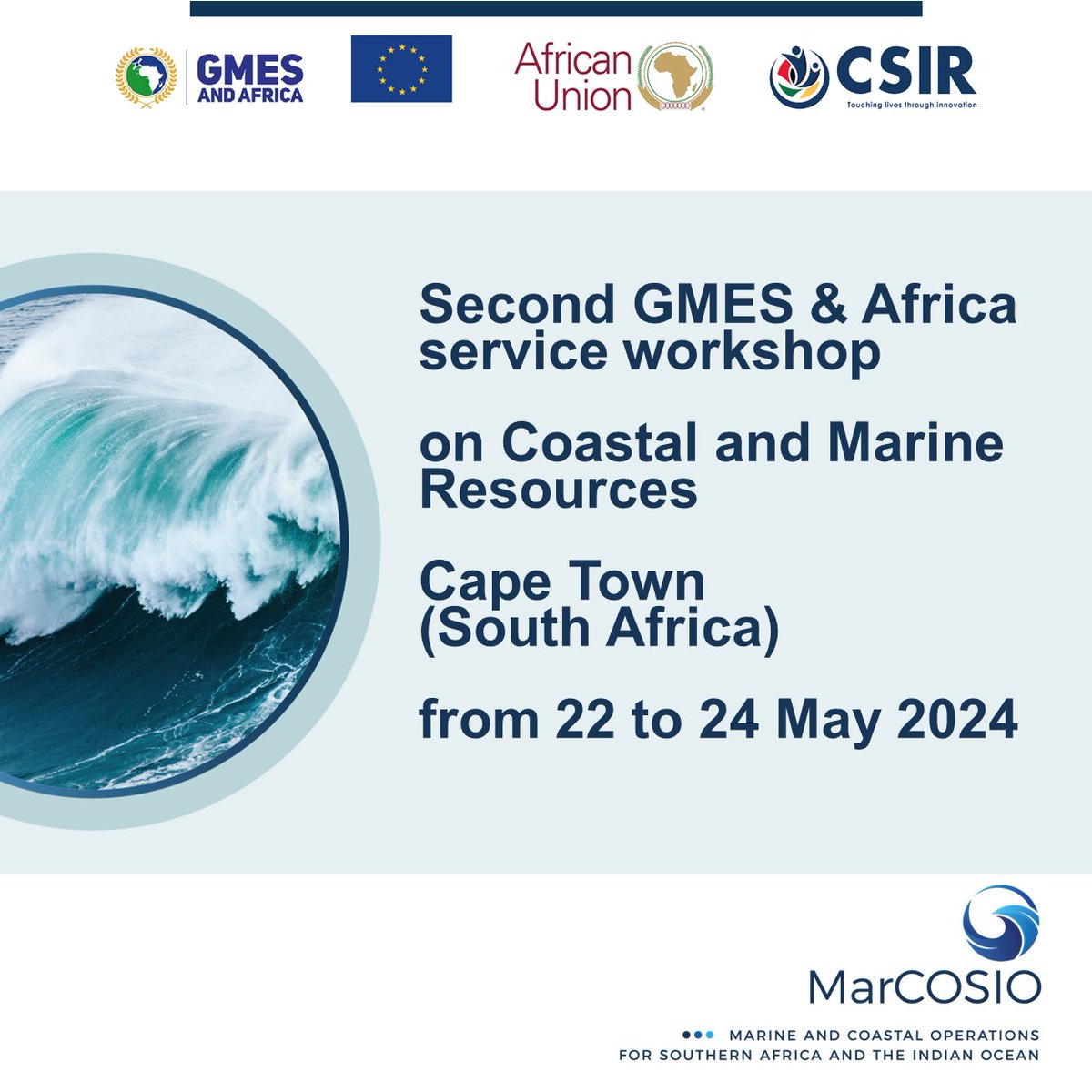 The 2nd #GMES & Africa workshop on Coastal and Marine Resources will take place in #CapeTown, #SouthAfrica. This workshop will be hosted by the African Union Commission in partnership with the @CSIR and the @UniversityofGhana. @GMESAfrica #GMESServices @EU_Commission @nafcoast