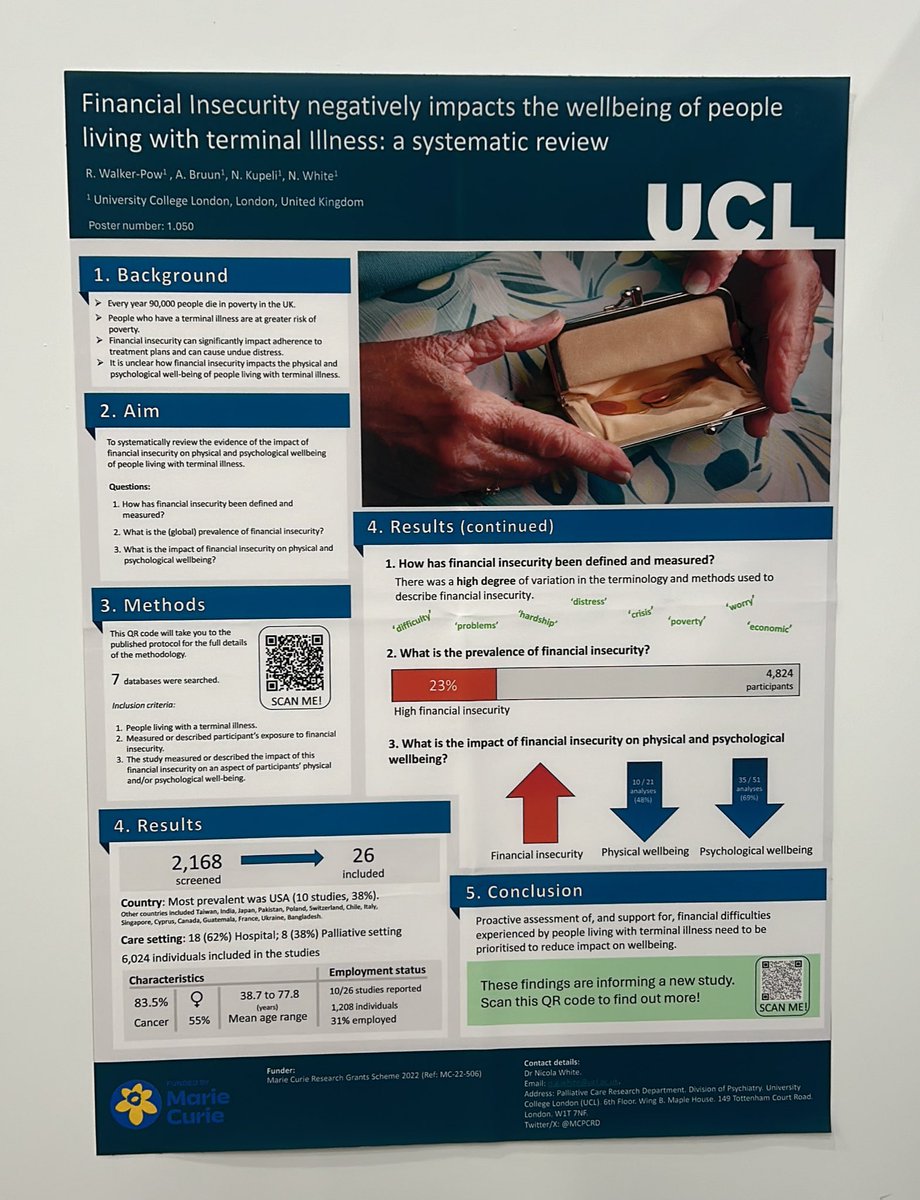 Displaying our “in press” systematic review on the impact of financial insecurity on physical and mental wellbeing at the @EAPCvzw @drnkupeli @AndreaBruun Poster P-50