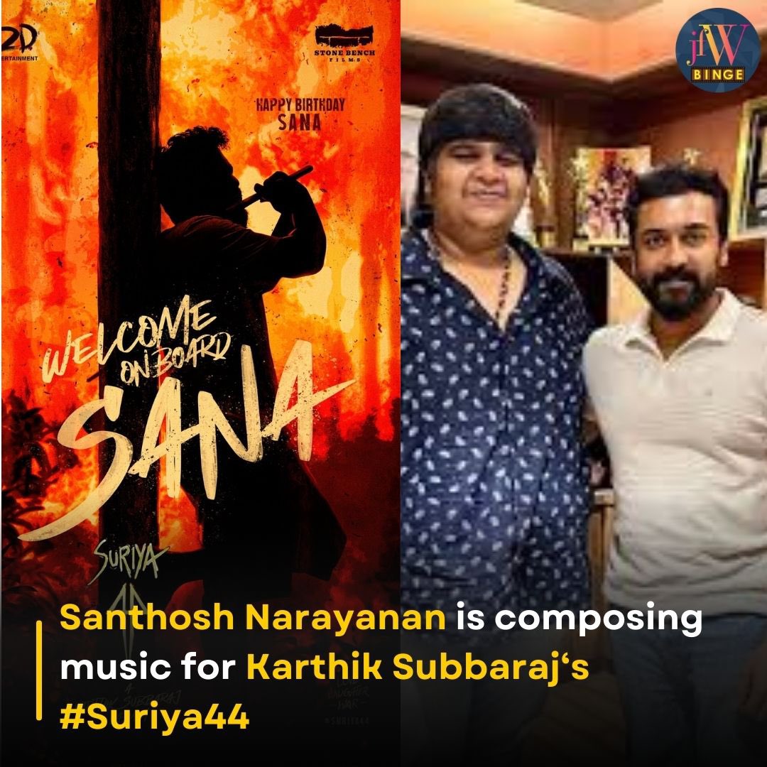 Santhosh Narayanan to compose music for #suriya44 directed by Karthik Subbaraj! #SanthoshNarayanan #LoveLaughterWar #Suriya #KarthikSubbaraj