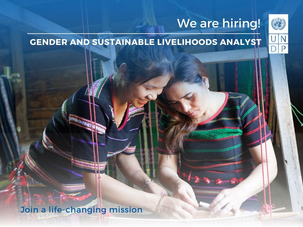 🚨 UNDP Job Alert! #JoinALifeChangingMission as our new Gender and Sustainable Livelihoods Analyst!

☑️ More details:  bit.ly/UNDP_GSL_2024
⏰ Deadline: 28 May 2024

#UNDPCareers #Job #JobAlert #SustainableDevelopment #GenderEquality #ClimateResilience #NatureBasedSolutions