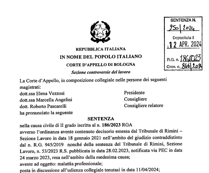 App. Bologna, 12 aprile 2024: in caso di #mesotelioma contratto sul #lavoro, può agire in giudizio per il #danno #parentale anche il figlio riconosciuto solo dopo la morte del lavoratore->wikilabour.it/wp-content/upl…