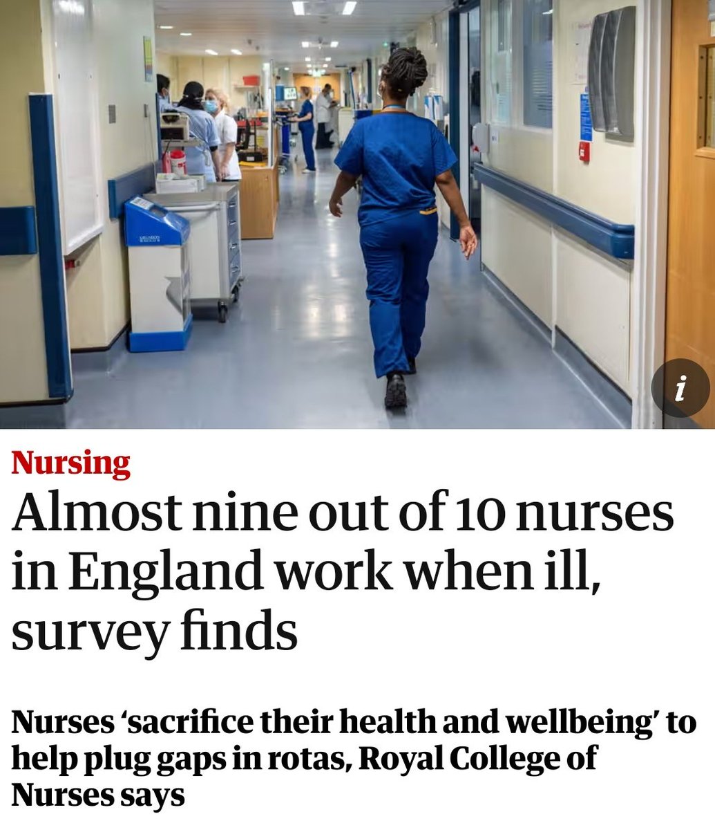 This is not okay. Nurses are so dedicated and hospitals are so short staffed that 9 in 10 Nurse work when ill. The pressure to not take time off is so real. And the stress and pressure so high. Still the government refuses to address safe staffing and the nursing crisis.