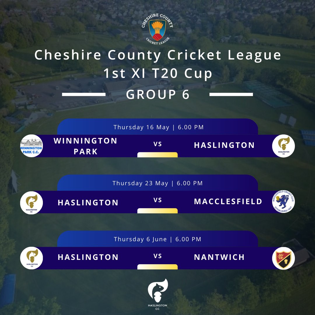 The 1st XI begin their CCCL T20 Cup campaign this evening with a visit to @wpcc before hosting Macclesfield and Nantwich