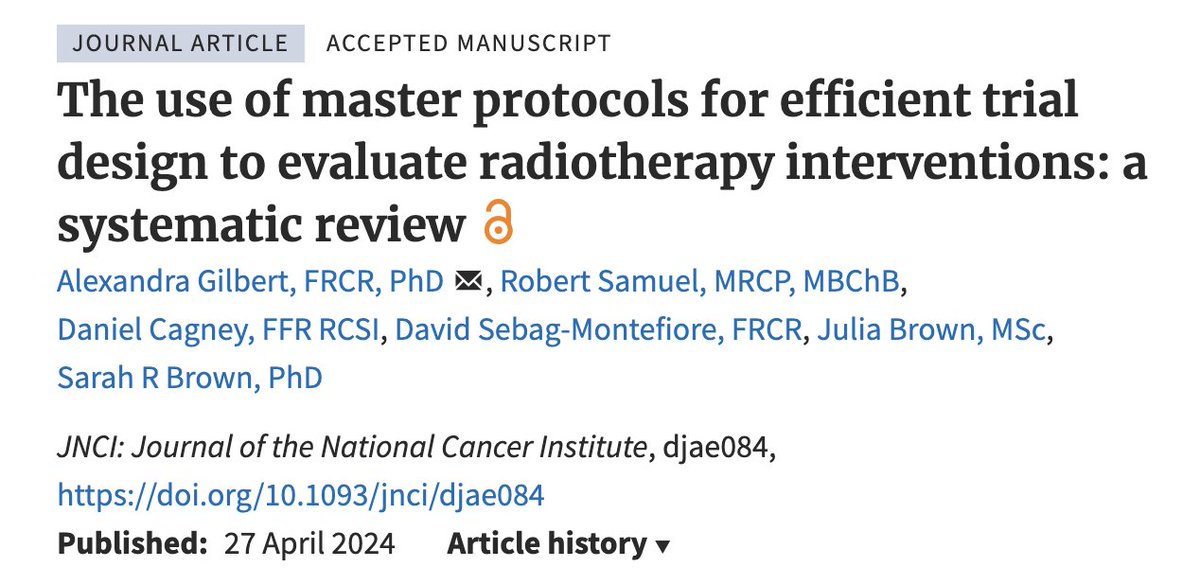 Just out in @JNCI_Now: innovative clinical trial design to test multiple radiotherapy research questions using master protocols including @CR_UK funded Leeds-led exemplars: the @PLATOtrial and CONCORDE @LcsmUk trials @LeedsCTRU @CRUKRadnetLeeds @UniversityLeeds @LeedsHospitals