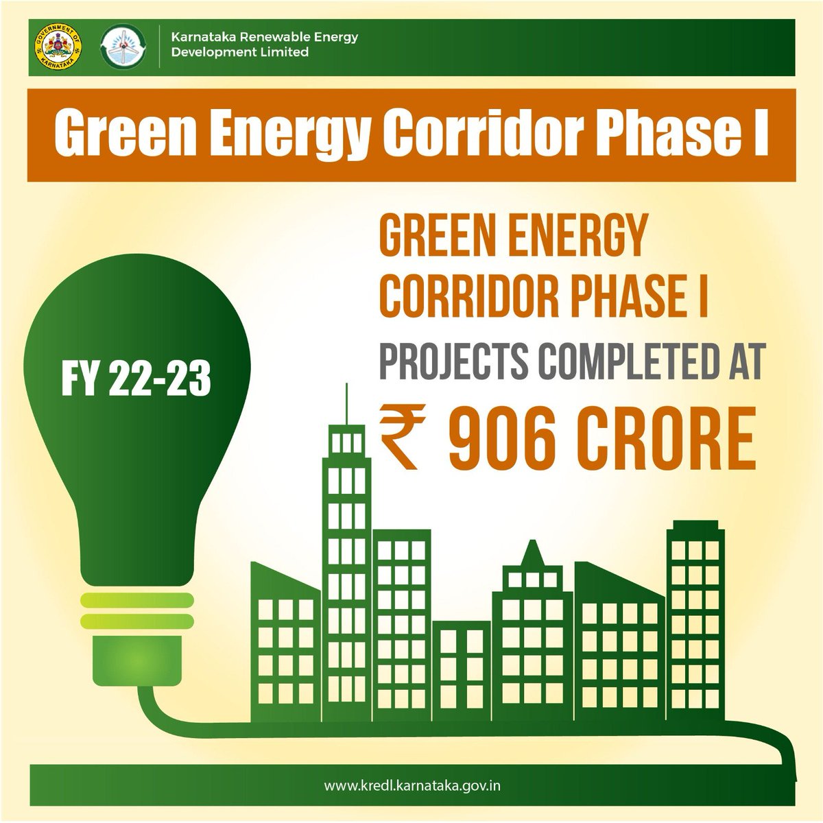Green Corridor Energy Phase I projects completed at Rs. 906 crore in FY 22-23, marking a significant milestone in Karnataka's renewable energy journey. A testament to our commitment towards a sustainable future. #RenewableEnergy #GreenCorridorSuccess