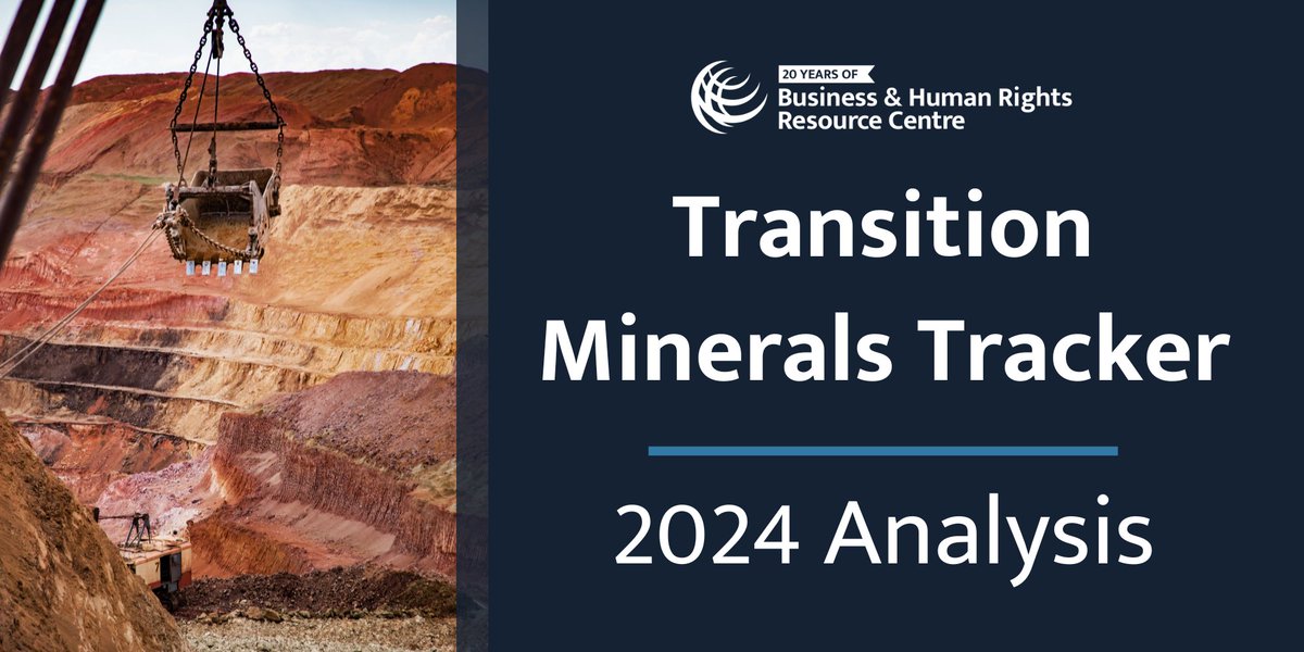 🆕 Transition Minerals Tracker: 2024 update Bauxite, cobalt, copper, lithium, manganese, nickel & zinc are in high demand for #renewable tech & #EVs. But their extraction and supply also comes with risks to human rights. Key findings 🧵1/ business-humanrights.org/en/from-us/bri… #JustTransition