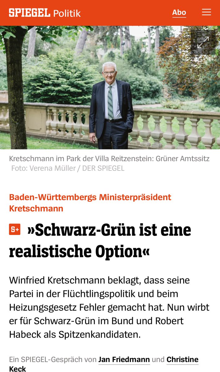 »Schwarz-Grün ist eine realistische Option«

Das sind die 4 Apokalyptischen Reiter auch, Herr Kretschmann! ☝️

#GrüneRausAusDenParlamenten