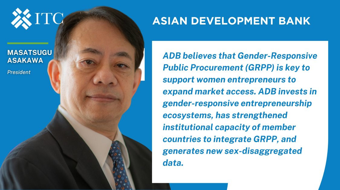 By investing in gender-responsive entrepreneurial ecosystems and better data, Asian Development Bank supports gender-responsive public procurement (GRPP) adoption among its members. Learn more about our #GRPP global campaign and join us: bit.ly/4bufjsQ | @ADBPresident