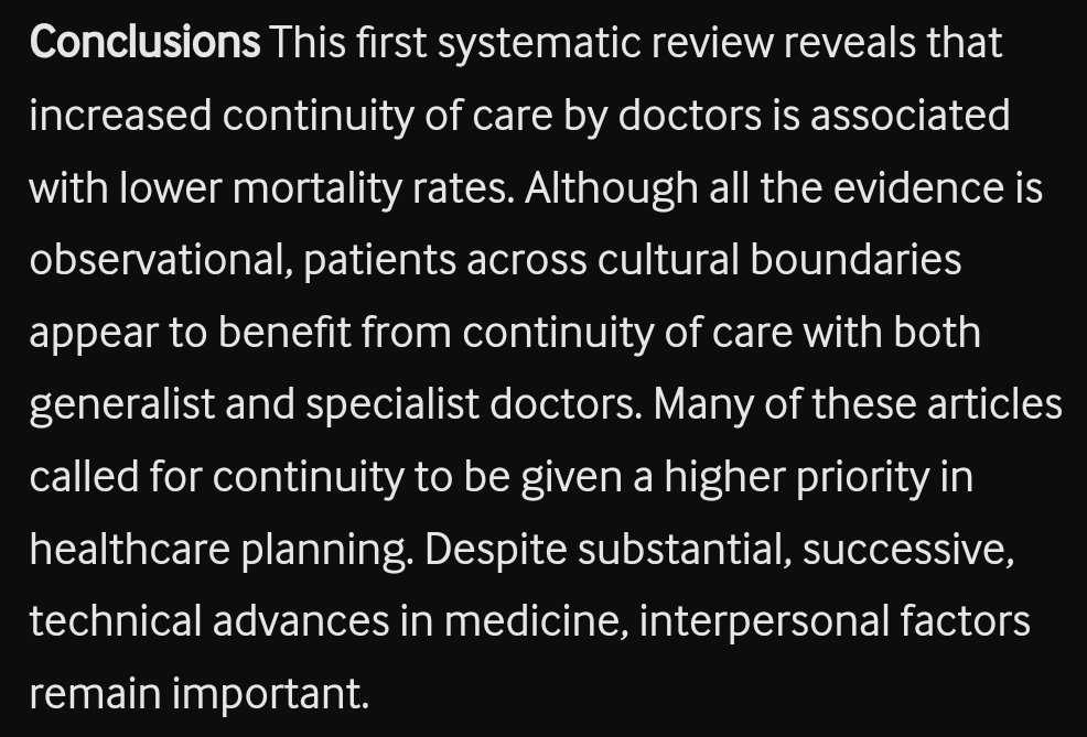 Continuity of care with doctors: a matter of life and death? A systematic review of continuity of care and mortality bmjopen.bmj.com/content/8/6/e0… via @KateSidawayLee et al