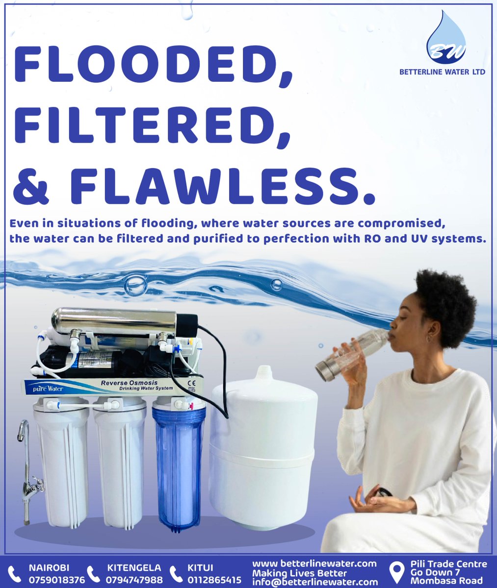 BetterlineWater's tweet image. With the recent #flooding, a lot of water supply has been contaminated where boreholes were flooded, Pipelines cut and drinking water mixed with storm water! You can only be safe if you have an #ROsystem the UV kills all germs and bacteria besides removing the excess chemicals!