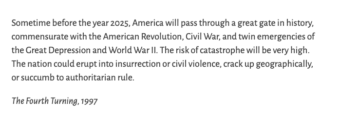 So 'The Fourth Turning' isn't a future prediction fantasy novel, it is a manual.

'The wealth gap widens because the wealthy and well-connected turn on the “wealth pump” for their own benefit. Sociologists call it the “iron law'.