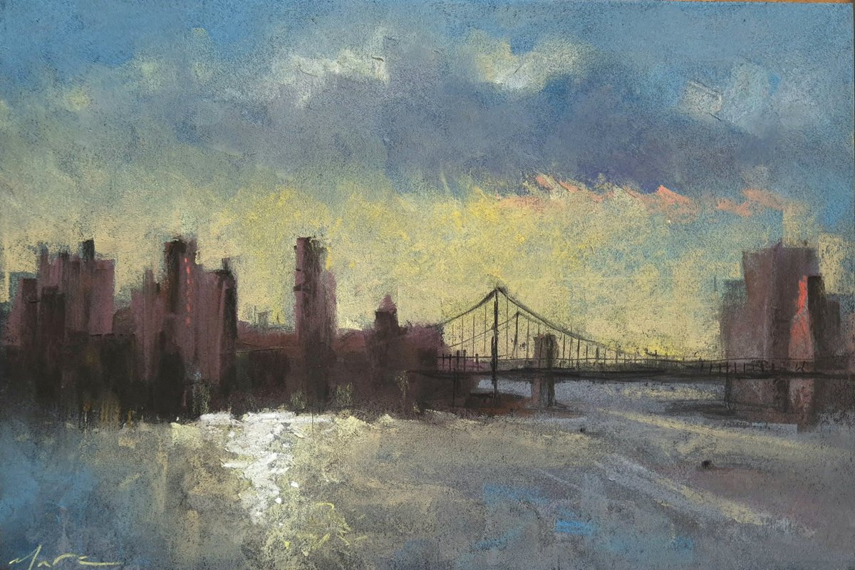 A pastel sketch. East River, New York.