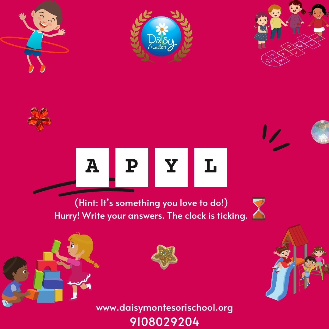 MontessoriDaisy's tweet photo. Time for some weekly wordplay!
Comment your answers below  and let's see who's got the knack for it!

#wordplay
#midweekfun
#mothersday
#parenting
#joysofparenting https://t.co/Ei4L7TZg1D