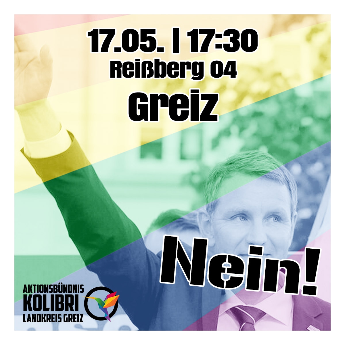 Freitag in #greiz gibt es Protest gegen den #noafd Bürgerdialog mit Faschist Höcke. 17.05. ab 17:30 Nähe Reißberg 04, Uhland-Straße.
#kolibri #nonazis #noafd #zeulenroda #weida #vogtland