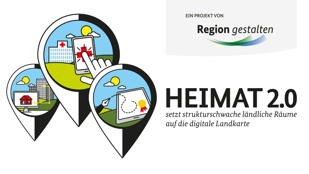 Heimat 2.0 setzt strukturschwache ländliche Regionen auf die digitale Landkarte. Das @BMWSB_Bund lädt gemeinsam mit uns zur Abschlussveranstaltung des Fördervorhabens am 28. Mai 2024 nach #Pforzheim ein. Jetzt anmelden! 👉 region-gestalten.bund.de/Region/DE/vera…