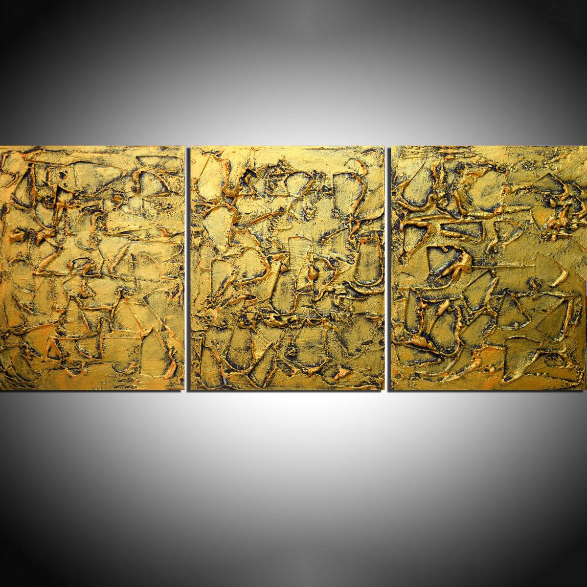canvas triptych painting ' Golden Influence ' large wall art tuppu.net/bd3afead #original #painting #LatestPaintings