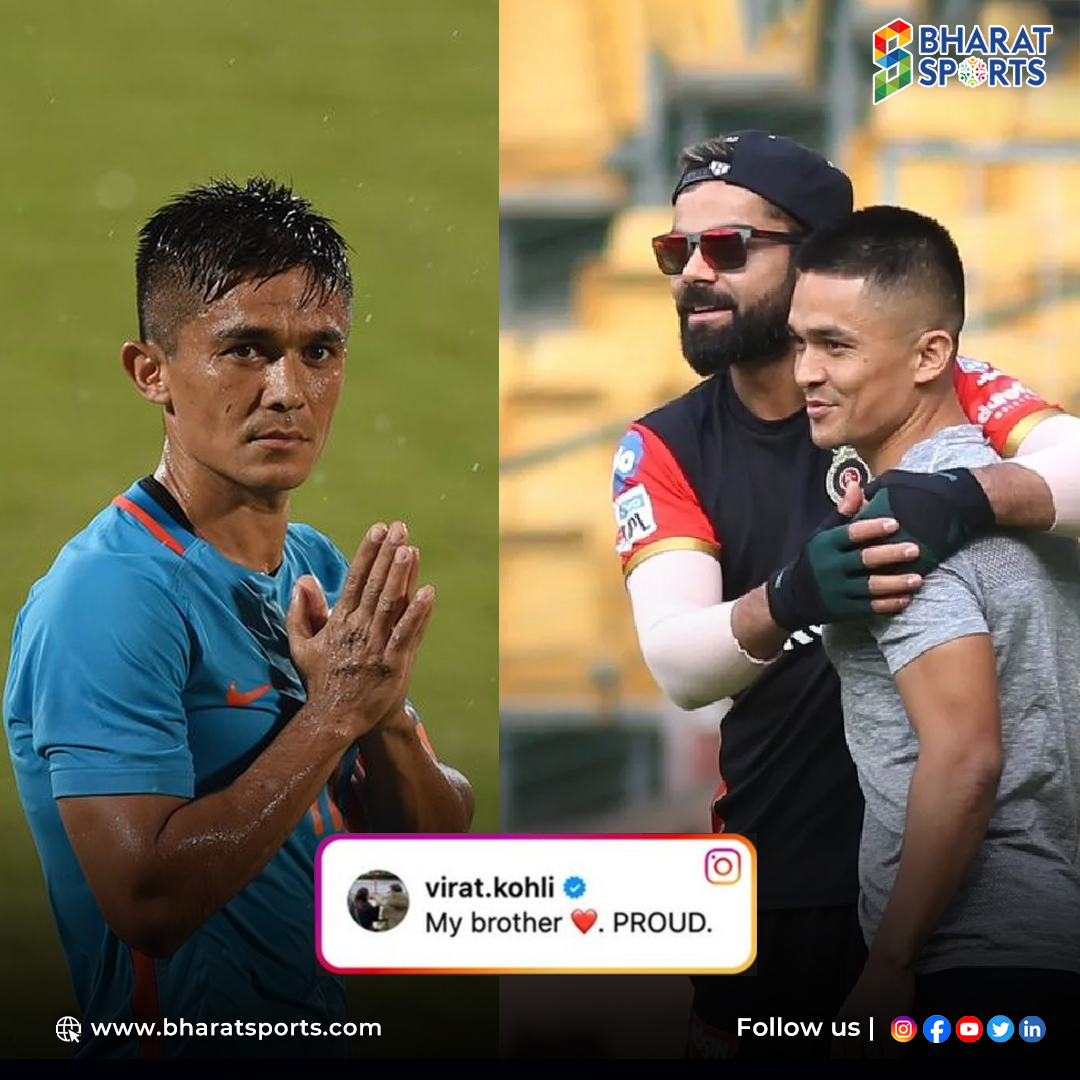 'Saluting a true legend! 🙌 Sunil Chhetri bids adieu to international football after a glorious journey. 🇮🇳 Join us in celebrating his remarkable career. 🌟 #SunilChhetri #Legend #IndianFootball ⚽️'