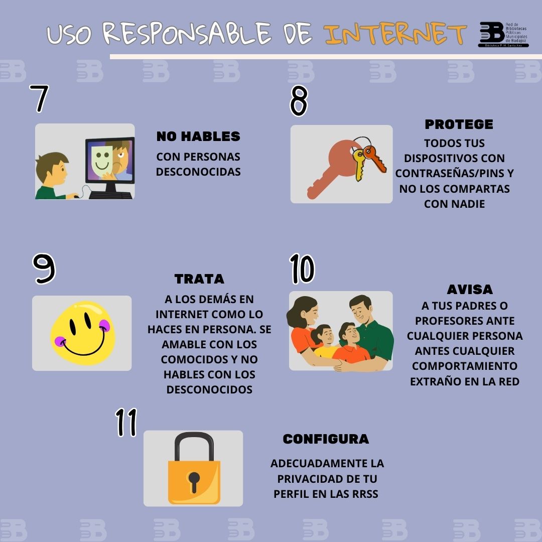 Recomendaciones saludables para usar Internet.
#bpmsa #bibliotecasantaana #usoresponsabledeinternet #unlibroesotraopcionalaspantallas #nosgustanlasbibliotecas #cascoantigüobadajoz #fomentodelalectura #leeresvivir #nosgustaleer.