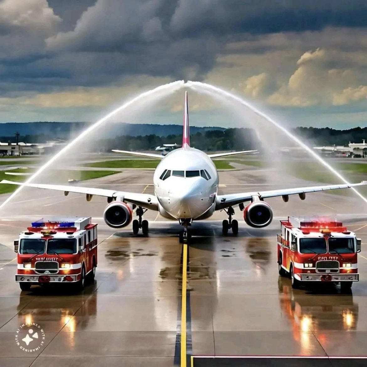 Water Cannon Salute This ceremonial tradition is typically reserved for special occasions such as: 1. Inaugural flights 2. Aircraft retirements 3. Pilot retirements 4. Airline anniversaries Credit: activist cyprian Source: Aviation professionals and enthusiasts