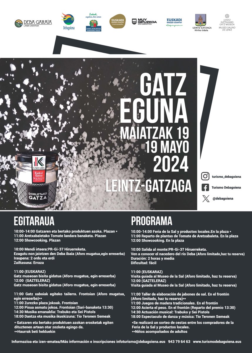 [EU] Maiatzaren 19an hitzordua Leintz-Gatzagan

[ES] El 19 de mayo la cita es en Leintz-Gatzaga

eitb.eus/es/radio/radio…

#gatza #sal #bertakoproduktuak #gatzeguna #leintzgatzaga #salinas #gatzaga #gatzmuseoa #azoka #feria #slowfood