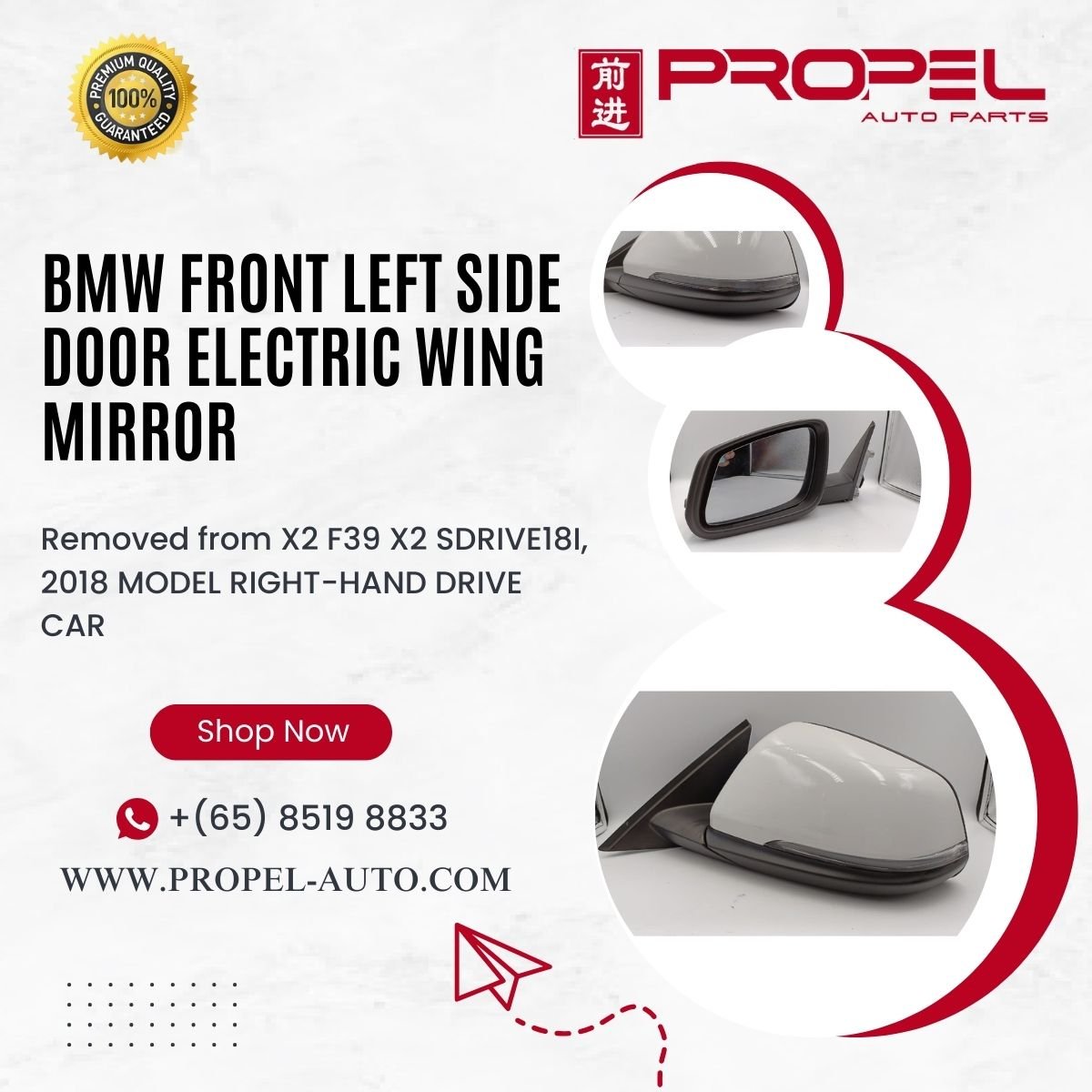 BMW X2 F39 Side Wing Mirror available for sale🤗 Ping us & Grab it now👇🚗 #PropelAutoParts #Singapore #BMW #X2F39 #X2SDRIVE18I #SideMirror #WingMirror #BMWParts #Mirrors #Glass #GenuineParts #Original #Carparts #Scrapcar #Autoparts #OnlineStore #OnlineShopping #Ping #Grab #Now