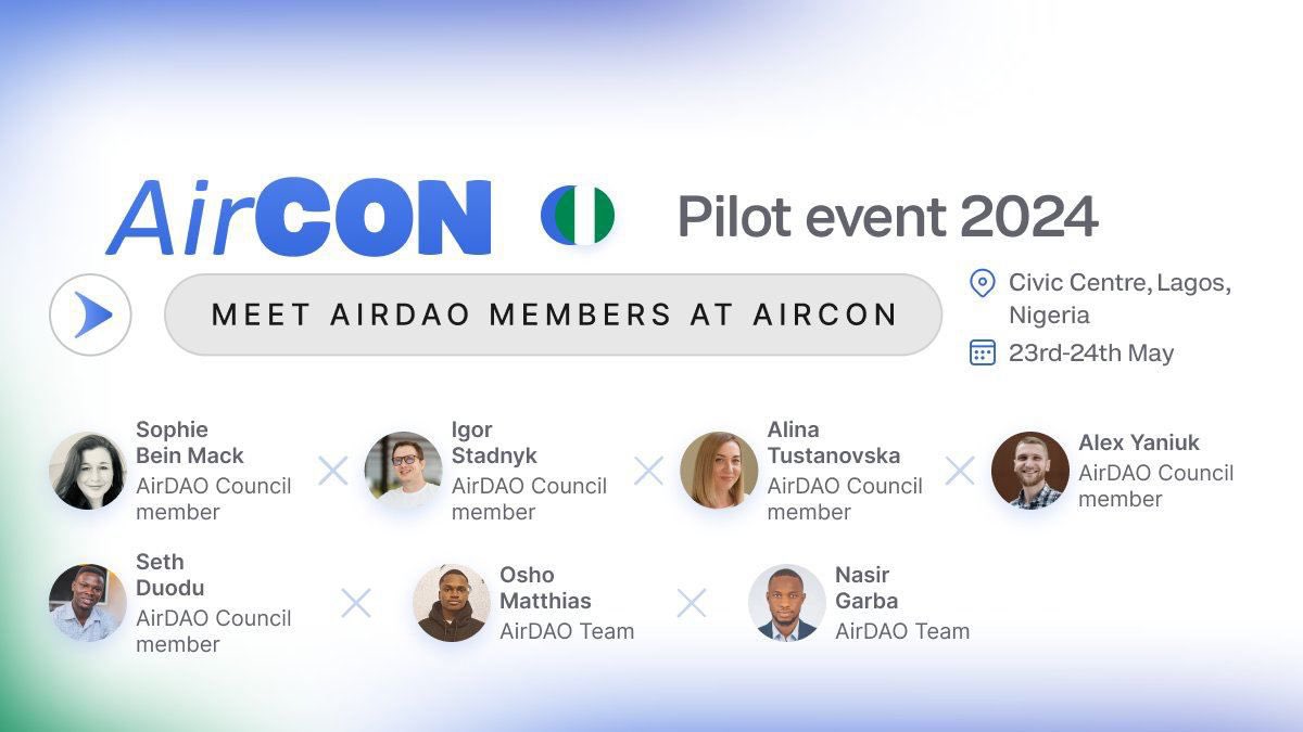 Come greet AirDAO members on May 23–24 at AirCON! Don't pass up this unique chance to speak with and interact with them; reserve your place at AirCON immediately🔥🔥 #AirCON2024