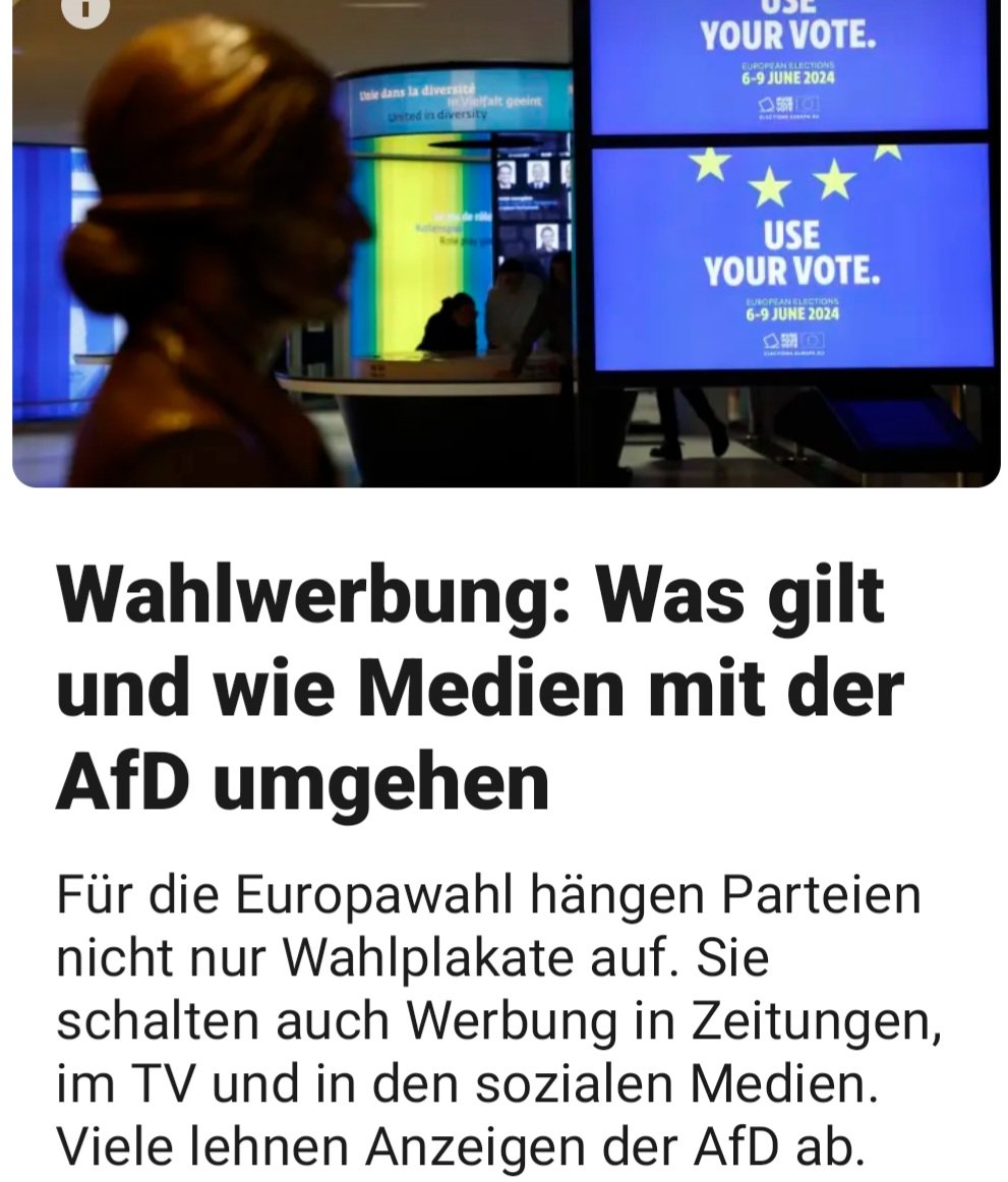 Viele Medien lehnen Wahlwerbung der #AfD einfach ab.
Und dann reden die von #Meinungsfreiheit und Chancengleichheit!
Die Demokratie in Deutschland wird komplett ad absurdum geführt!
Ziemlich ekelhaft das Ganze! 😖😤
