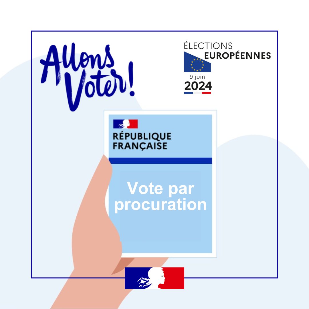 🗳️ Vous serez absent le jour des élections #Européennes2024 🇪🇺 ❓ Vous pouvez charger un électeur de voter à votre place,  dans votre bureau de vote.
Faites une procuration 👉 urlz.fr/2KuN

#AllonsVoter en #Mayenne le #9juin2024 ❗️