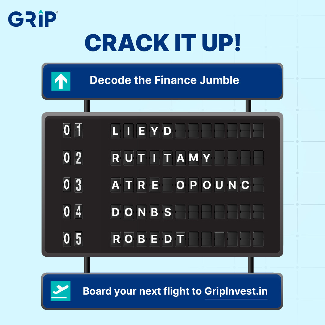 Crack the code to financial literacy!

Can you decipher the financial terms hidden in this jumble? Leave your answers in the comments! 

#FinancialLiteracy #Investment #Finance #DecodeTheJumble #Quiz #PersonalFinance #GripInvest
