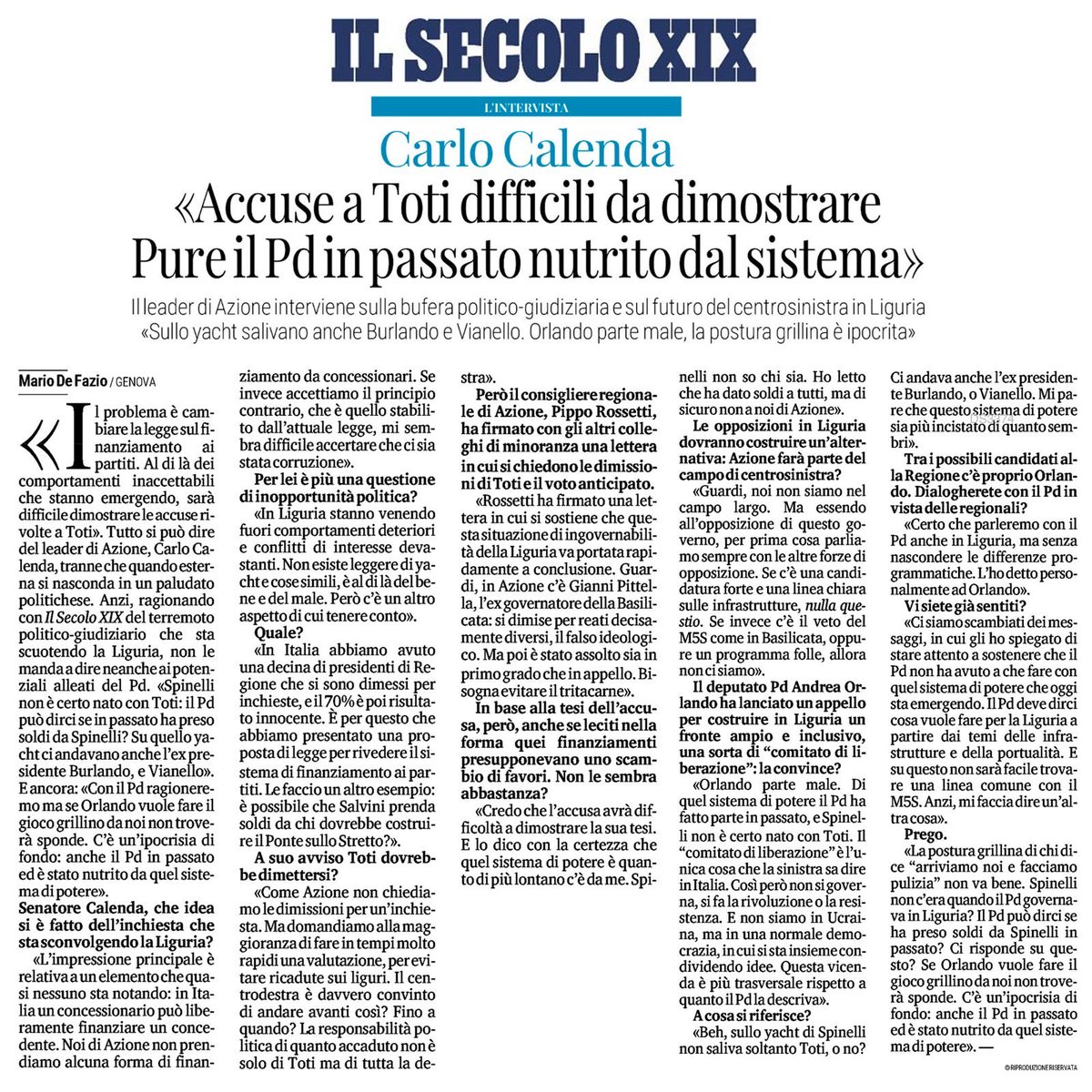 L’elefante nella stanza nella questione Liguria è l’assenza di norme sul conflitto di interesse. A noi parlamentari spetta disciplinarlo, alla magistratura indagare, alle forze politiche locali di maggioranza e opposizione assumersi la responsabilità di un sistema trasversale.