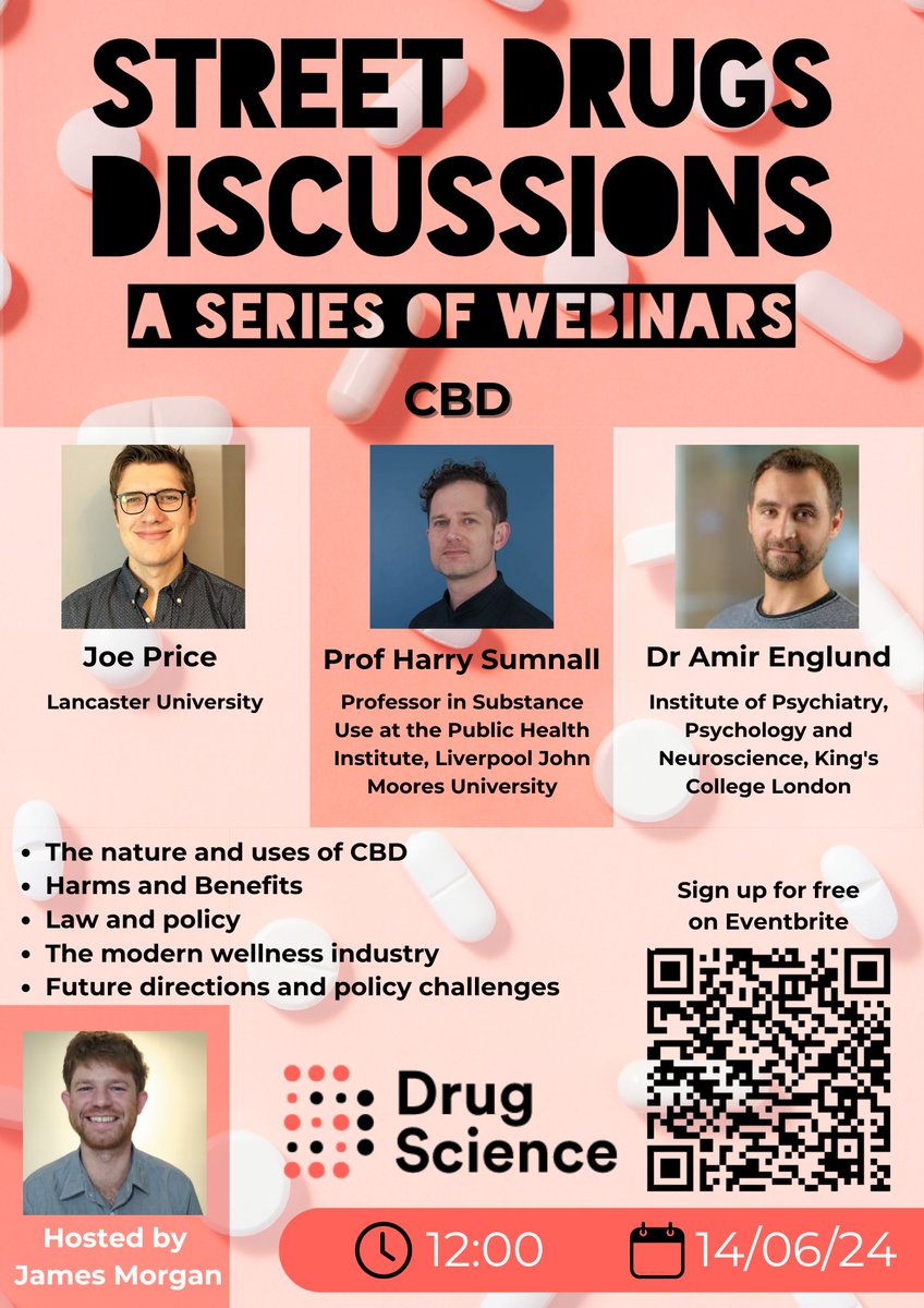 🚨New Webinar🚨

#CBD: How it Works, Harms & Benefits, The New Wellness Industry, Law & Policy

Friday June 14th 12pm BST - pls share, RT, and sign up for free

eventbrite.co.uk/e/street-drugs…

#CBD #CBDOil #policy #harmreduction