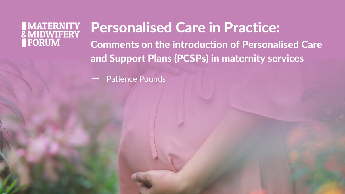 Read the article here: maternityandmidwifery.co.uk/personalised-c… The policy of introducing Personalised Care plans is a part of the Maternity Transformation policy for England, Patience explains and discusses the development of the policy and how it is being implemented locally.