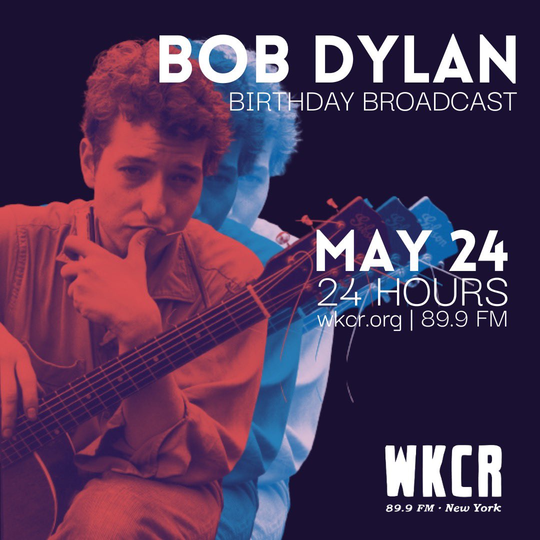 WKCR is excited to announce a 24-hour birthday celebration for Bob Dylan, broadcast on FM and HD radio and online all day on Friday, May 24th. Listen to our broadcast by tuning in at 89.9 FM or stream it at WKCR.org.
