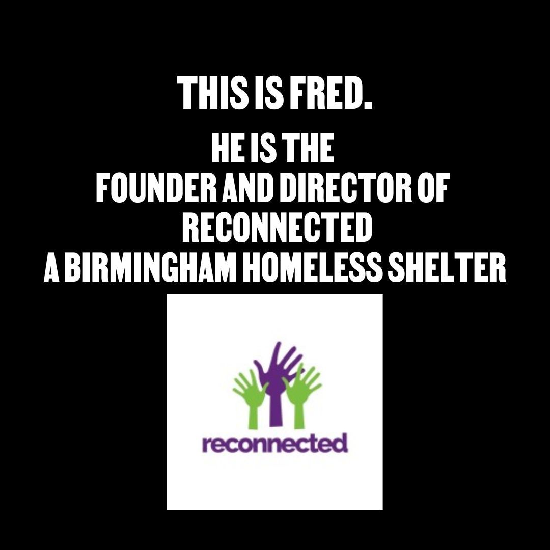 LoveBrumUK's tweet photo. 👇This is Fred Duncan He’s a LoveBrum #HiddenHero🙌
 He’s a founder at #Birmingham homeless shelter facility @ReconnectedBham providing housing for vulnerable people across Birmingham. 
Help us to help Fred to turn despair into hope across our city. 
#LoveBrum #HiddenHero https://t.co/ssc3Nsy1hn