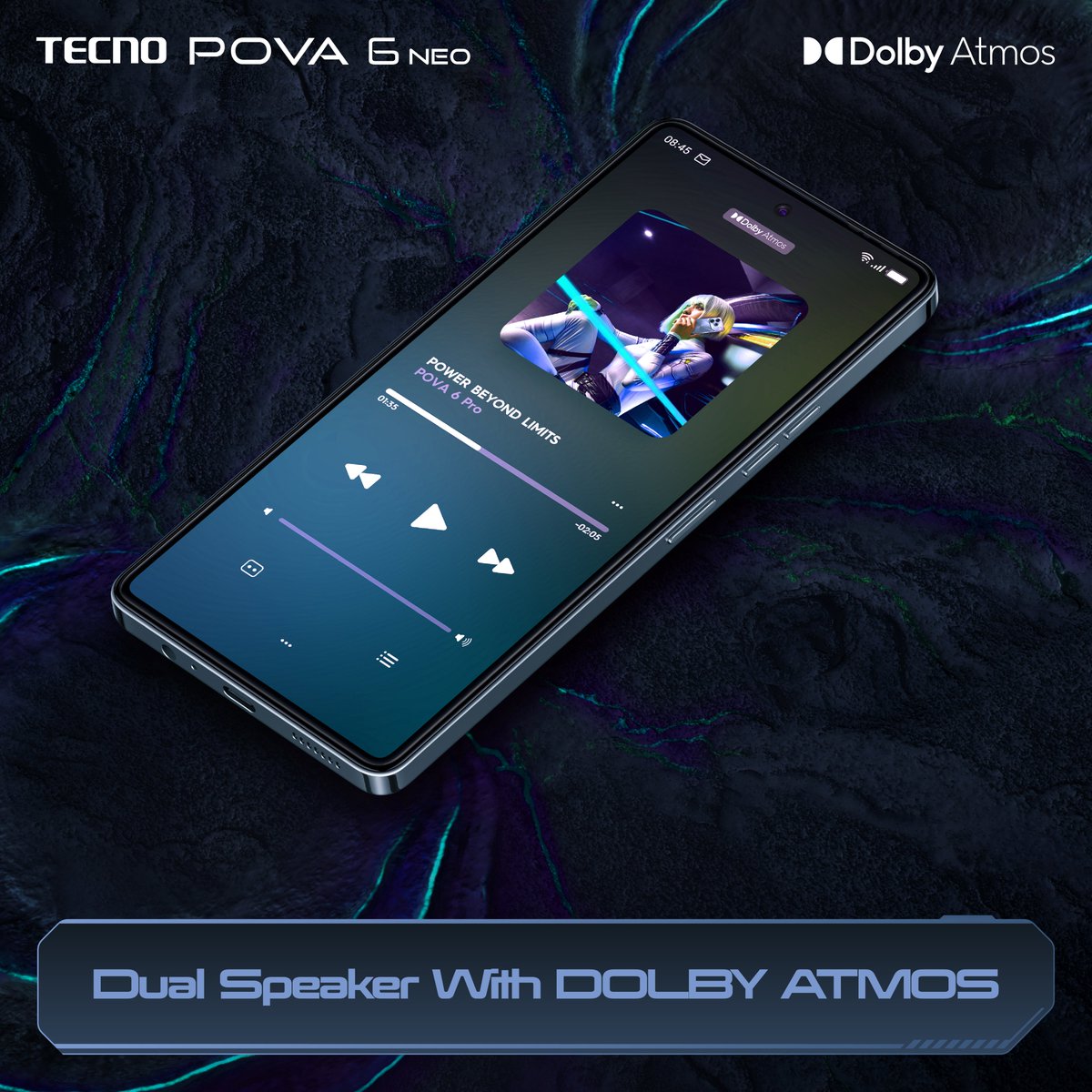 Experience sound like never before, whether you're gaming, streaming, or simply enjoying your favorite tunes with the dual speaker of the POVA 6 Neo. #POVA6Neo #PowerBeyondLimits #TECNOPova6Neo