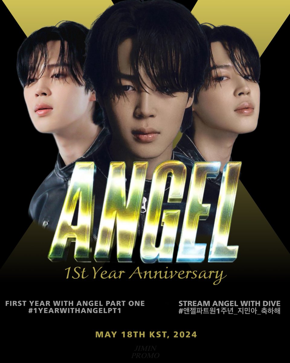Join us in celebrating the first year anniversary of 'Angel Pt.1' by streaming it together with 'Interlude: Dive' and using the keywords! ⏰ May 18 — 12AM KST FIRST YEAR WITH ANGEL PART ONE #/1YearWithAngelPt1 STREAM ANGEL WITH DIVE #/앤젤파트원1주년_지민아_축하해