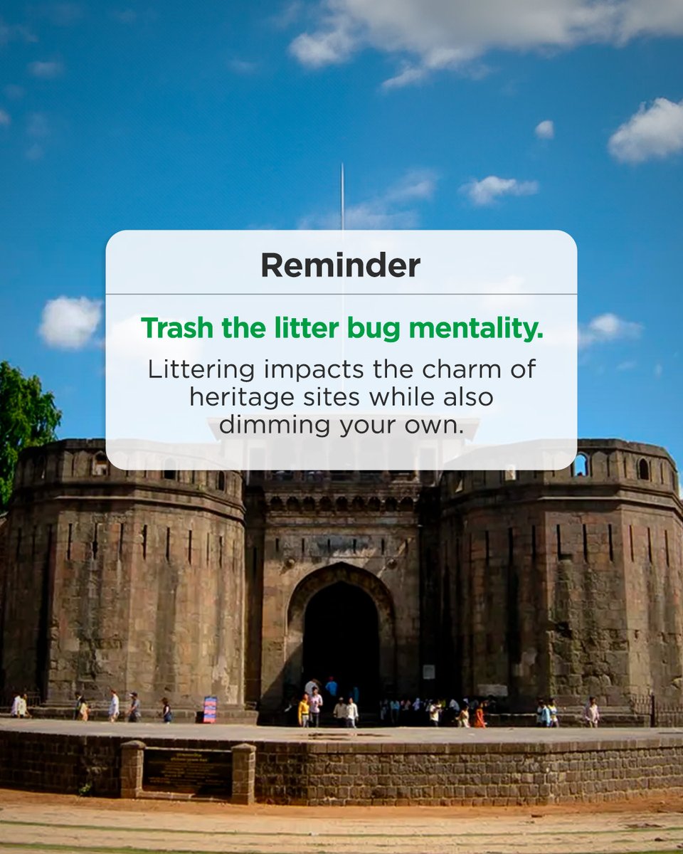 Littering at heritage sites ruins their beauty and diminishes our cultural legacy. Let's preserve their sanctity by disposing of waste responsibly. #apcci #recycling #pune #punekar #wastedisposal #waste #punetimes #sustainablesolutions #cleancity #recyclereuse #sustainablefuture