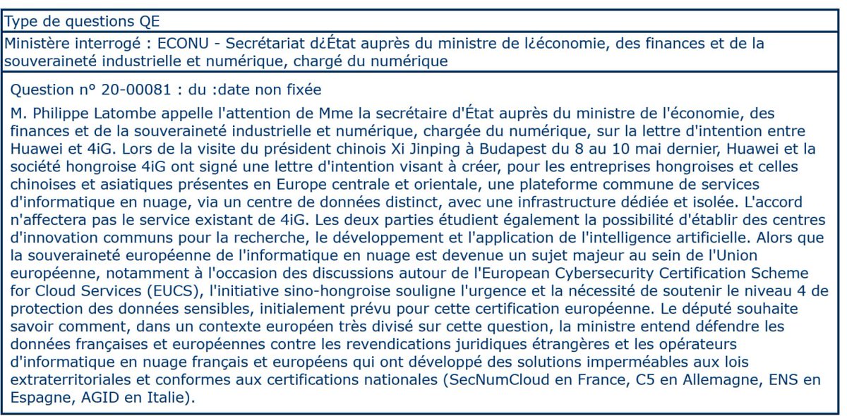 platombe's tweet photo. La Chine et la Hongrie ont trouvé un accord sur le cloud. 
J'interroge @Marina_Ferrari sur la fragilité du concept de localisation des données... https://t.co/OTbHR1Y5hL
