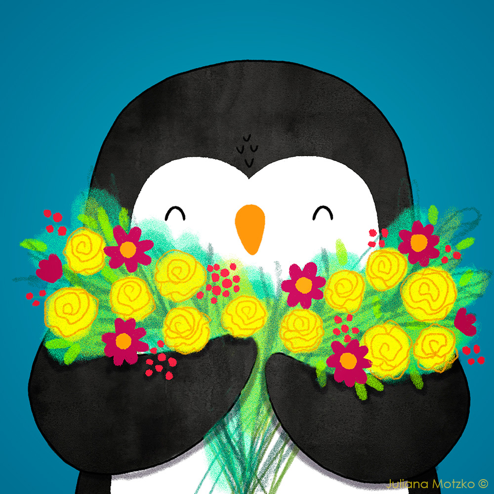 Flowers for you!
#ThePenguinsFamily #penguin #flowers #cute #PenguinsLife #life #cartoon #dailylife #illustrator #ilustracao #kidlitart #kidlitartist #插图师 #企鹅 #插画 #JulianaMotzko