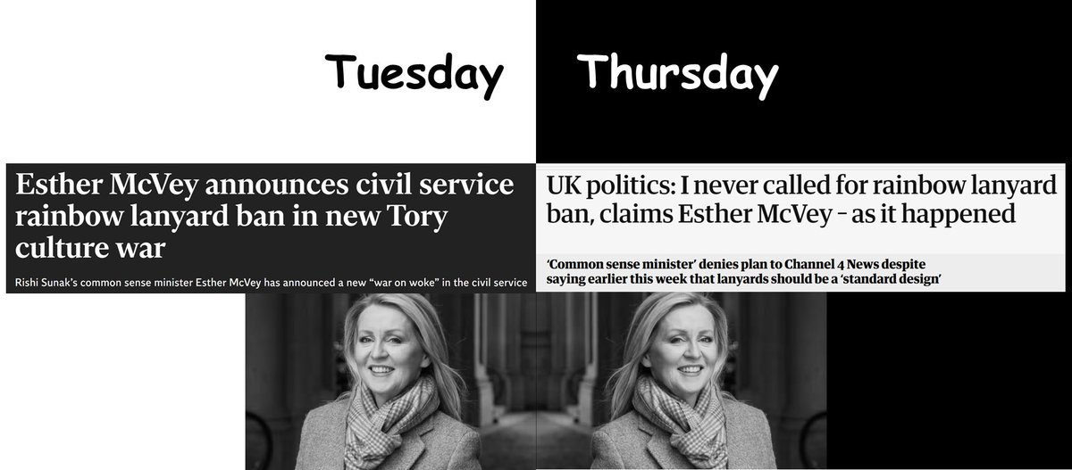 McVey's lanyard 'I ban row' has unravelled already and the Rainbow returns... Not only is the 'plan' not working, neither is the 'ban'! #mcveyout #toriesout #toryuturn #toryscum