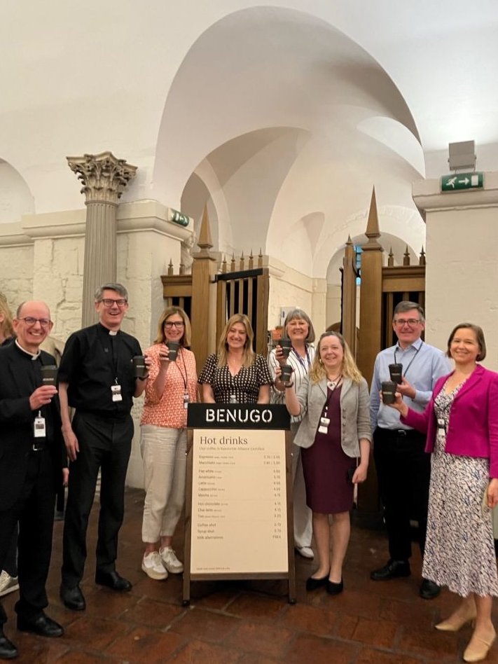 I am thrilled to have <a href="/benugo/">Benugo</a> as our new catering partner <a href="/StPaulsLondon/">St Paul's Cathedral</a>. They're serving delicious coffee to help fuel our ELT meetings, as evidenced below! There's some behind the scenes work to be completed before we can fully open; but the 'pop up' offer is fantastic.