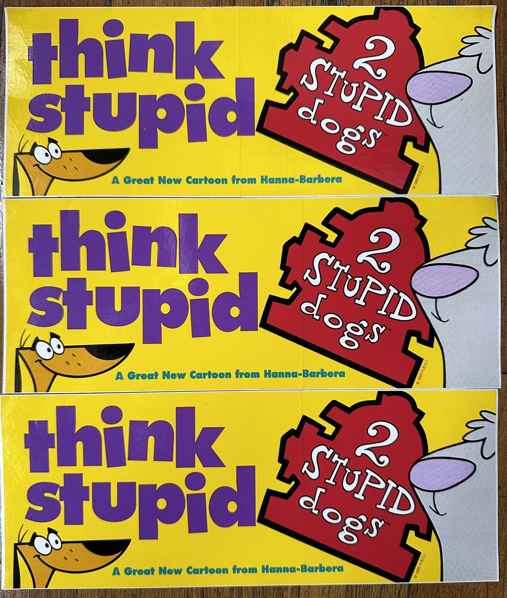 HB’s 2 STUPID DOGS (1993) promo bumper stickers. The series, created by Donovan Cook, proceeded WAC and featured the likes of Genndy, Craig, Rob Renzettti and Paul Rudish, to name a few. All star team on what was assumed to be HBs answer to Ren & Stimpy