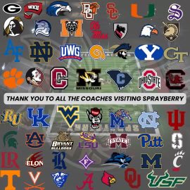 HUGE thank you to all the coaches that have stopped by to check out our players. Our players and staff will always appreciate the time. #WeAreSprayberry