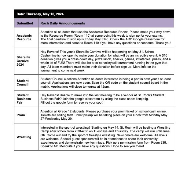 St. ROCH Daily Announcements tweet media