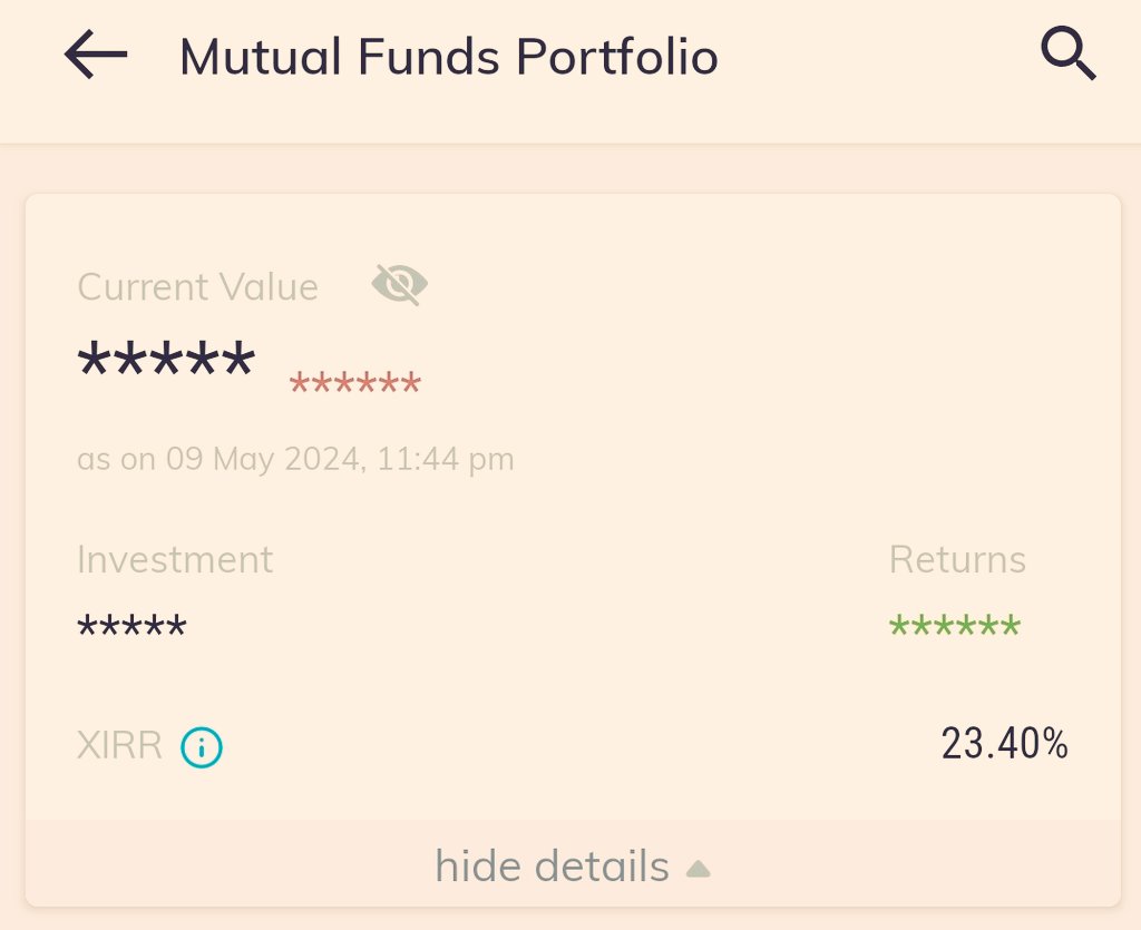 #Day2 of sharing Fact/Tips on #PersonalFinance

😍XIRR of ~ 25% over 8 Years in Equity Investments😍

🎓 Started my Investment journey back in 2016
🎓 Have concentrated on Mutual Funds & few stocks
🎓 Belive in Passive Investing

Share your CAGR screenshot🤩
