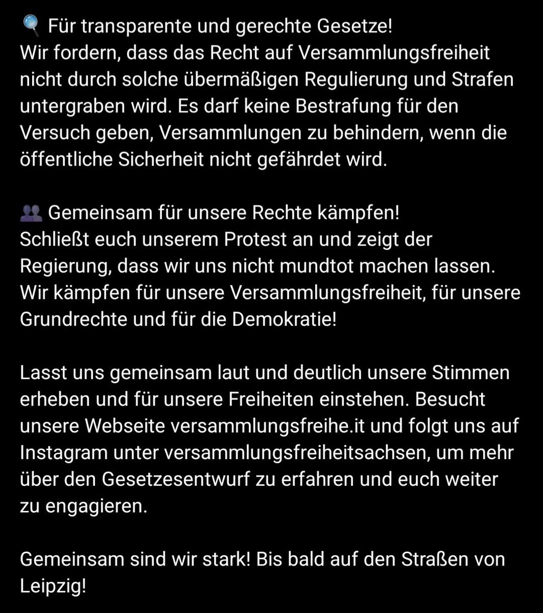 Am 23. Mai, dem Tag des Grundgesetzes, ruft #Versammlungsfreiheitsachsen zur Demo 'Feuer & Flamme für die Versammlungsfreiheit' auf. Start: 18 Uhr Ort: Richard-Wagner Platz Wir sind u.a. ab 15:30 Uhr beim Markt der Möglichkeiten mit einem Stand u Infos am gl Ort dabei. #le2305