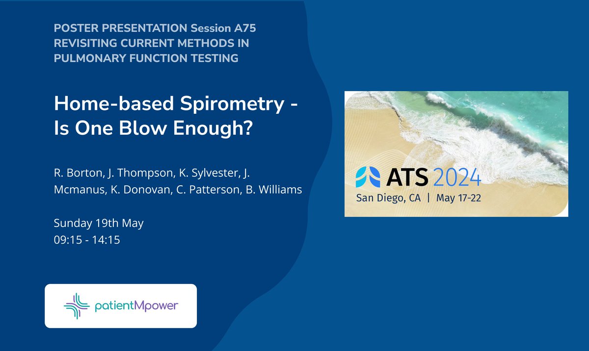 Who's busy packing their bags for San Diego?! Delighted to report there will be more evidence on the use of the patientMpower platform at #ATS2024 First up is our very own @borton_rebecca presenting research from a collaboration with the fantastic team at @RoyalPapworth