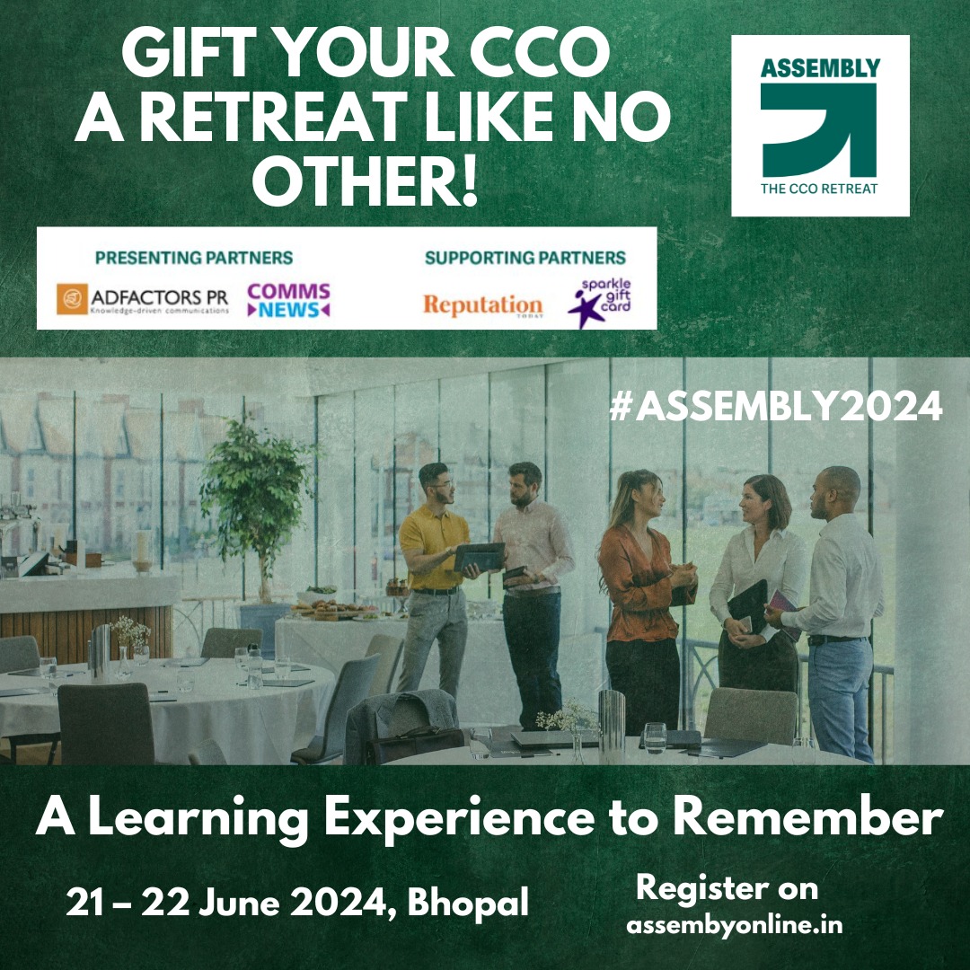 Enhance your CCOs learning experience with this meaningful initiative. Sign them up for #ASSEMBLY2024 - the first ever retreat for Chief Communication Officers on June 21 & 22 at Taj Lakefront, Bhopal. assemblyonline.in